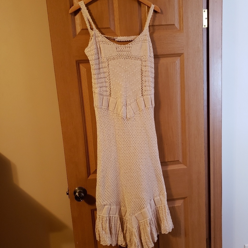 Beige, lace dress with fully lined maxi dress